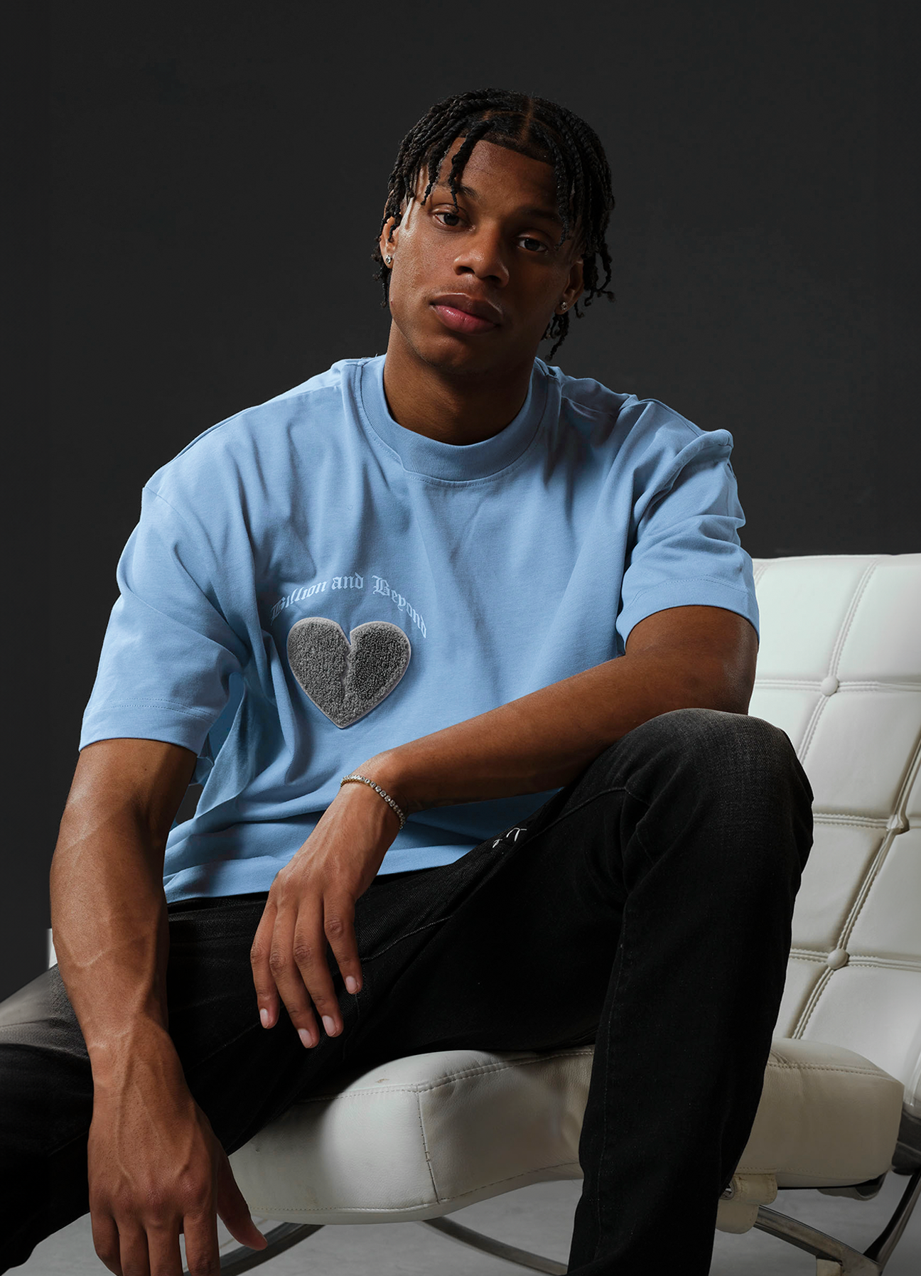 CRACK HEART TEE BABY BLUE