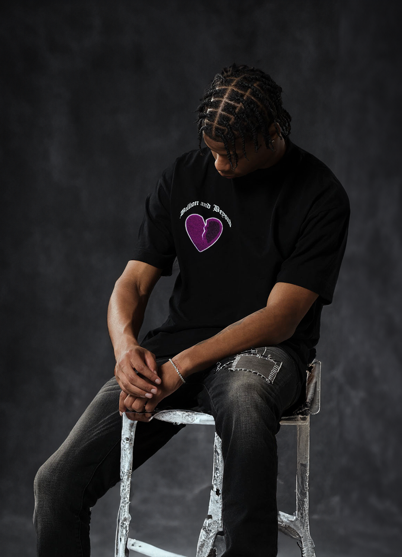 CRACK HEART TEE - PURPLE
