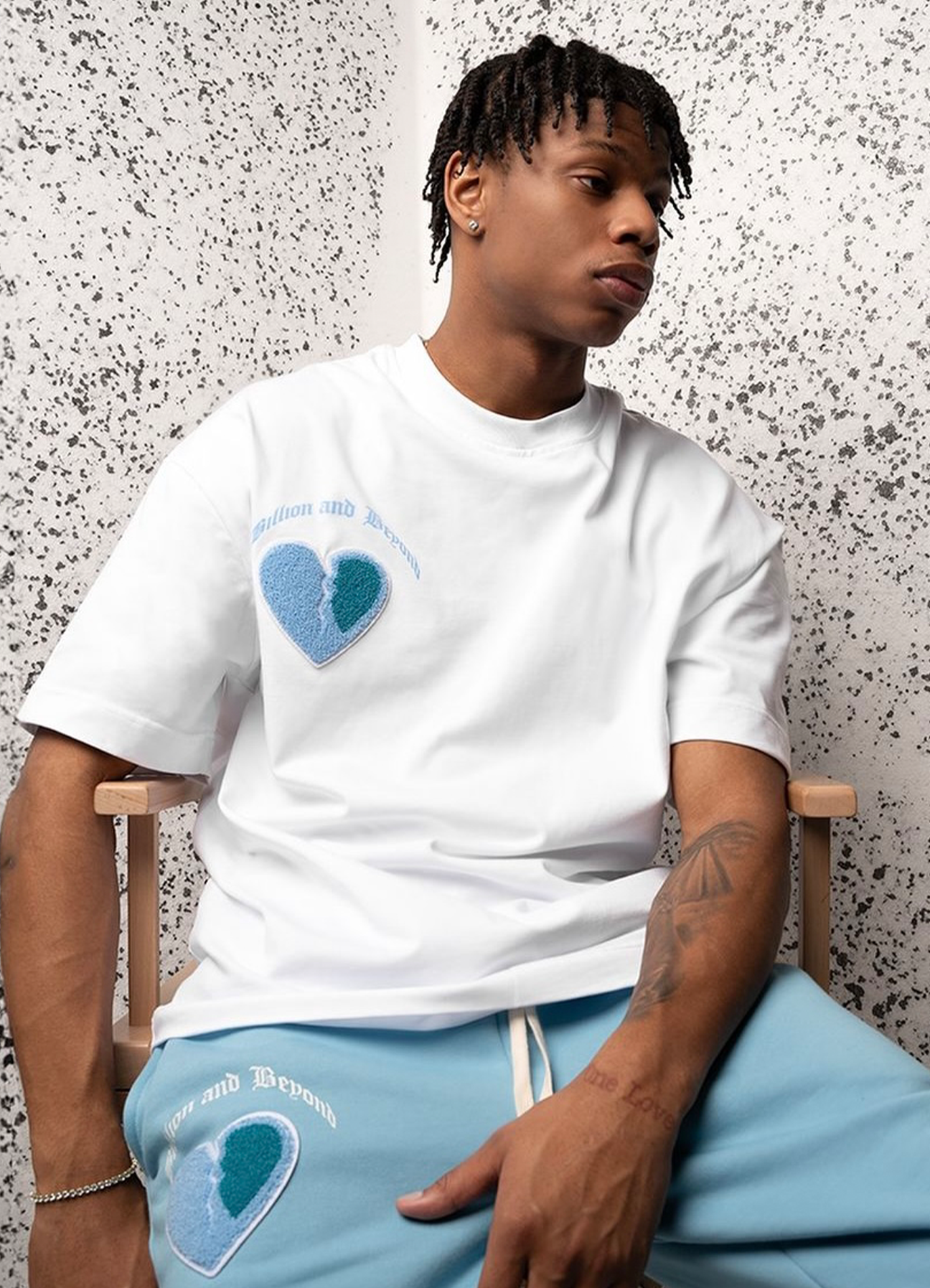 CRACK HEART TEE WHITE/BLUE