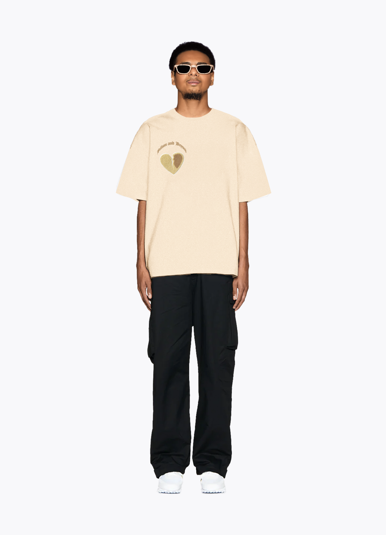 CRACK HEART TEE - BEIGE