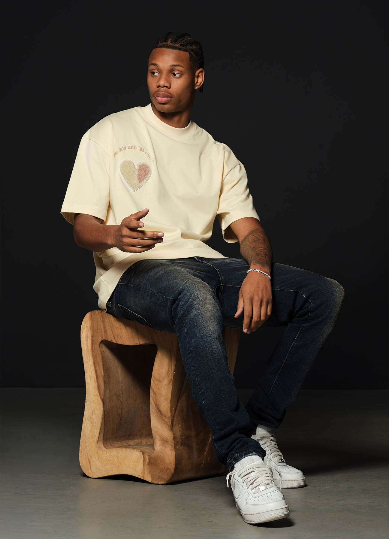 CRACK HEART TEE - BEIGE