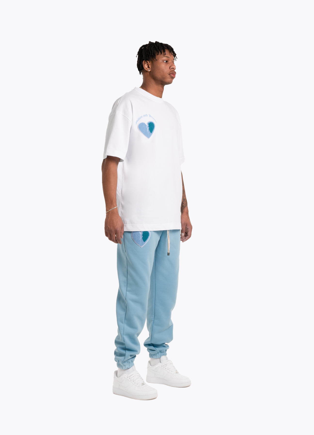 CRACK HEART TEE WHITE/BLUE