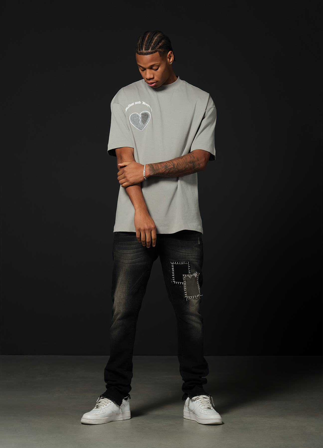 CRACK HEART TEE - OYSTER